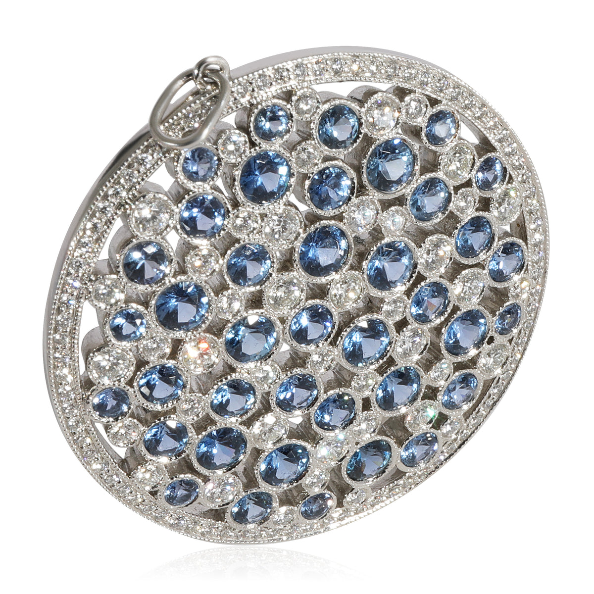 Tiffany & Co. Cobblestone Sapphire Diamond Pendant in Platinum 0.91 ctw