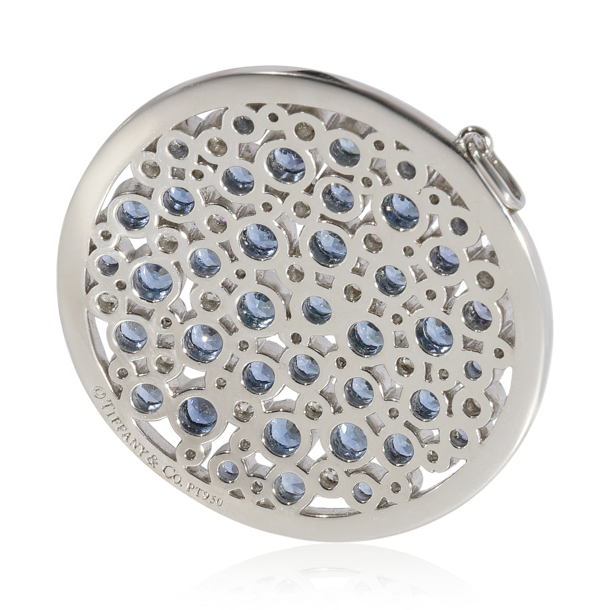 Tiffany & Co. Cobblestone Sapphire Diamond Pendant in Platinum 0.91 ctw