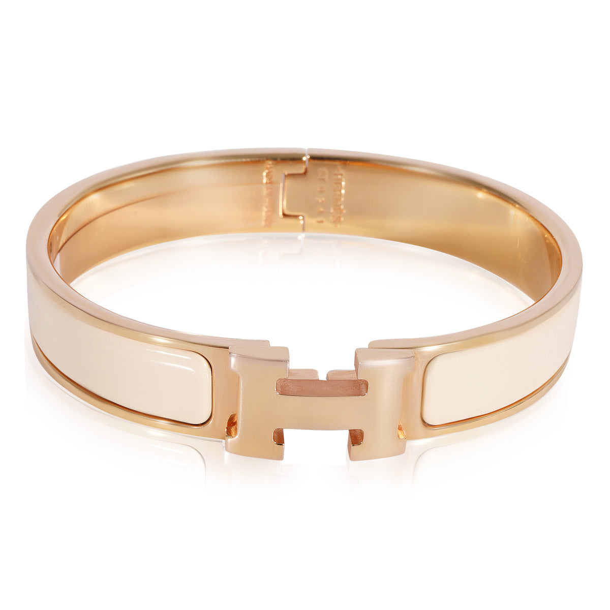 Hermès Rose Gold Plated Clic H With Beige Center