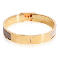 Rose Gold Plated Hermes Clic Anneau Bracelet  Taupe Enamel