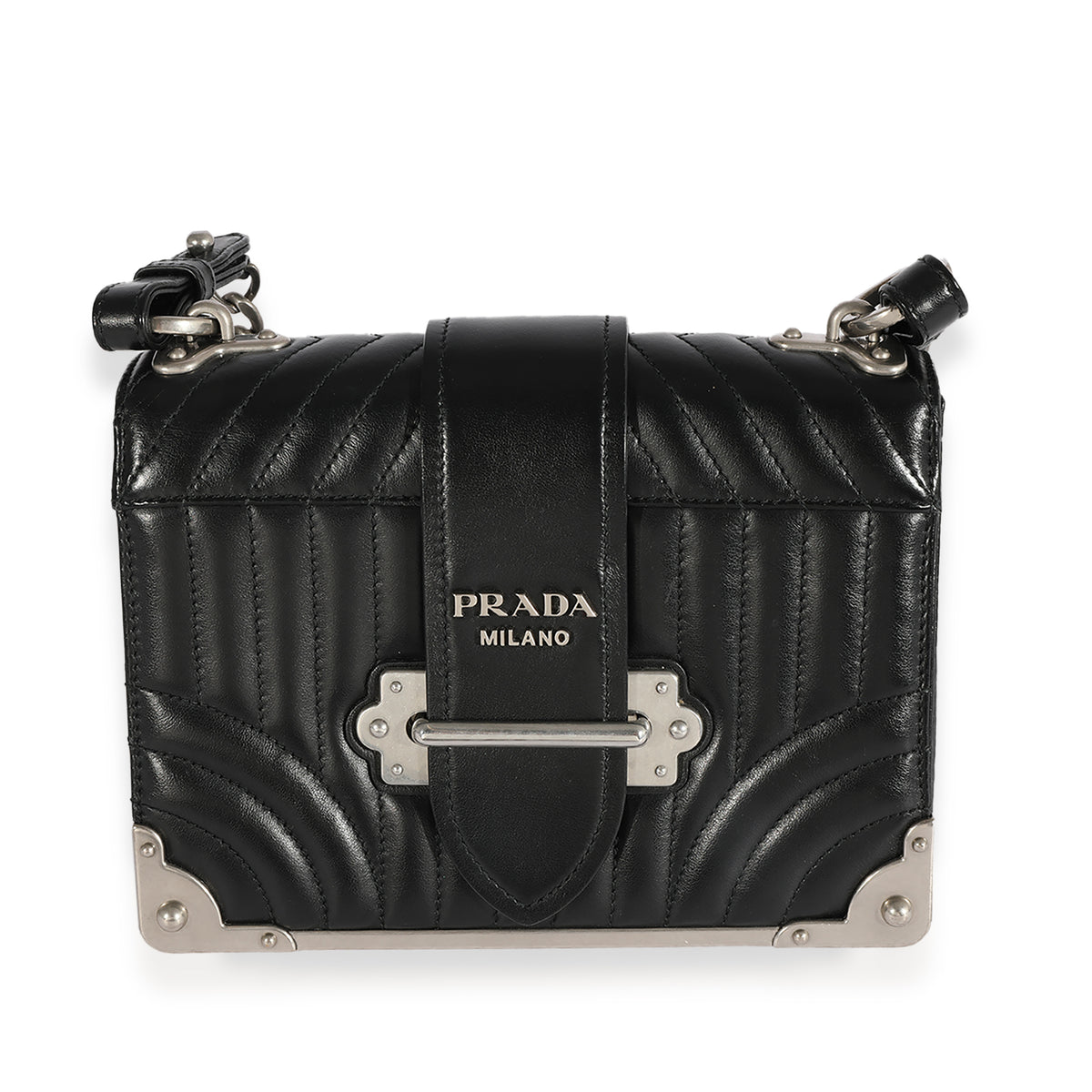 Black Prada Soft Calfskin Impunture Diagramme Cahier Crossbody Bag myGemma DE Item 124844