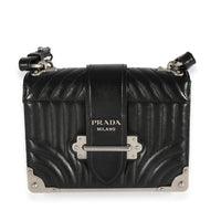 Black Prada Soft Calfskin Impunture Diagramme Cahier Crossbody Bag