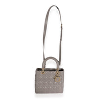 Dior Grey Quilted Cannage Lambskin Medium Lady Bag