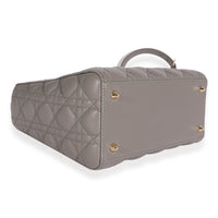 Dior Grey Quilted Cannage Lambskin Medium Lady Bag