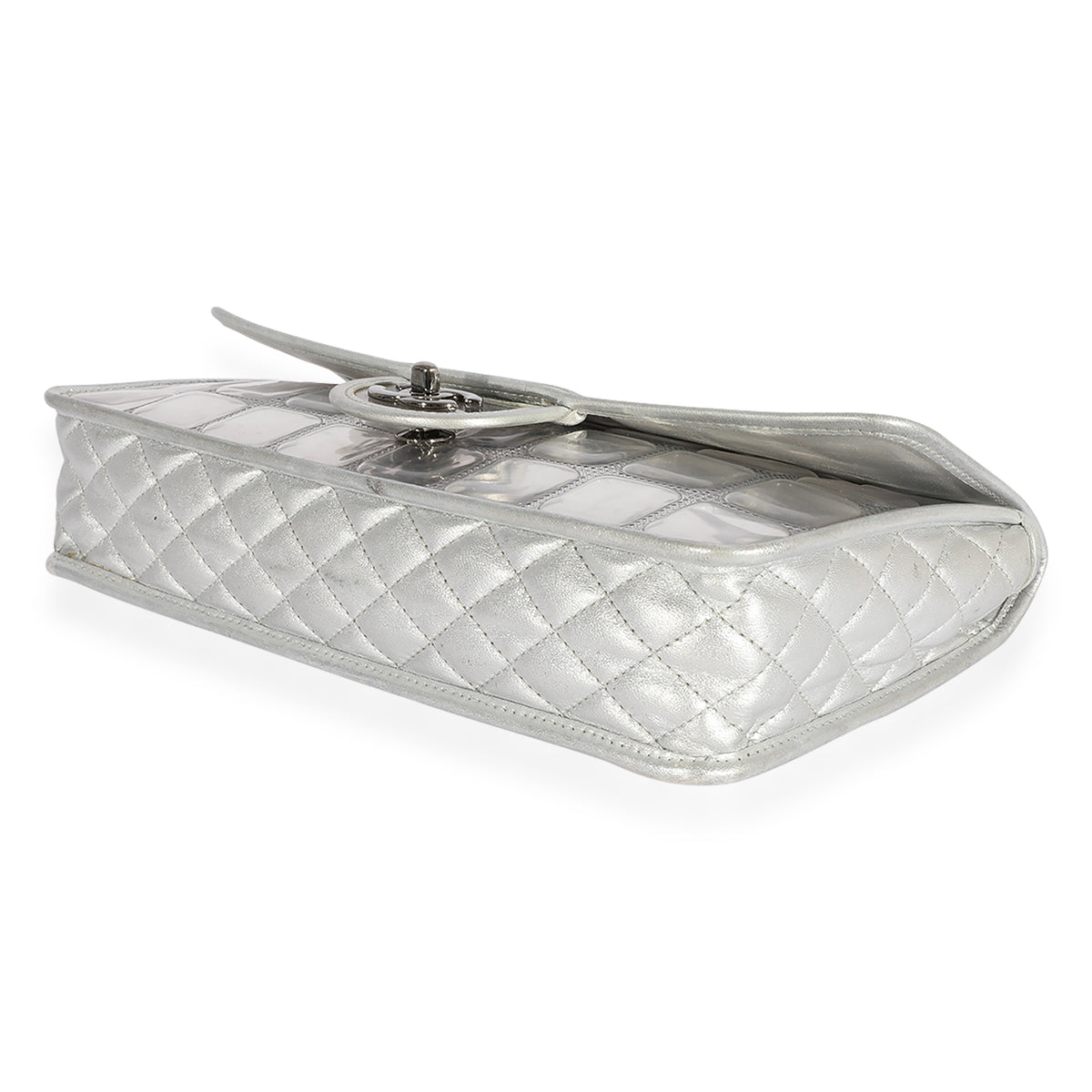 CHANEL Calfskin Ice Cube On the Rocks Medium Flap Silver 93606