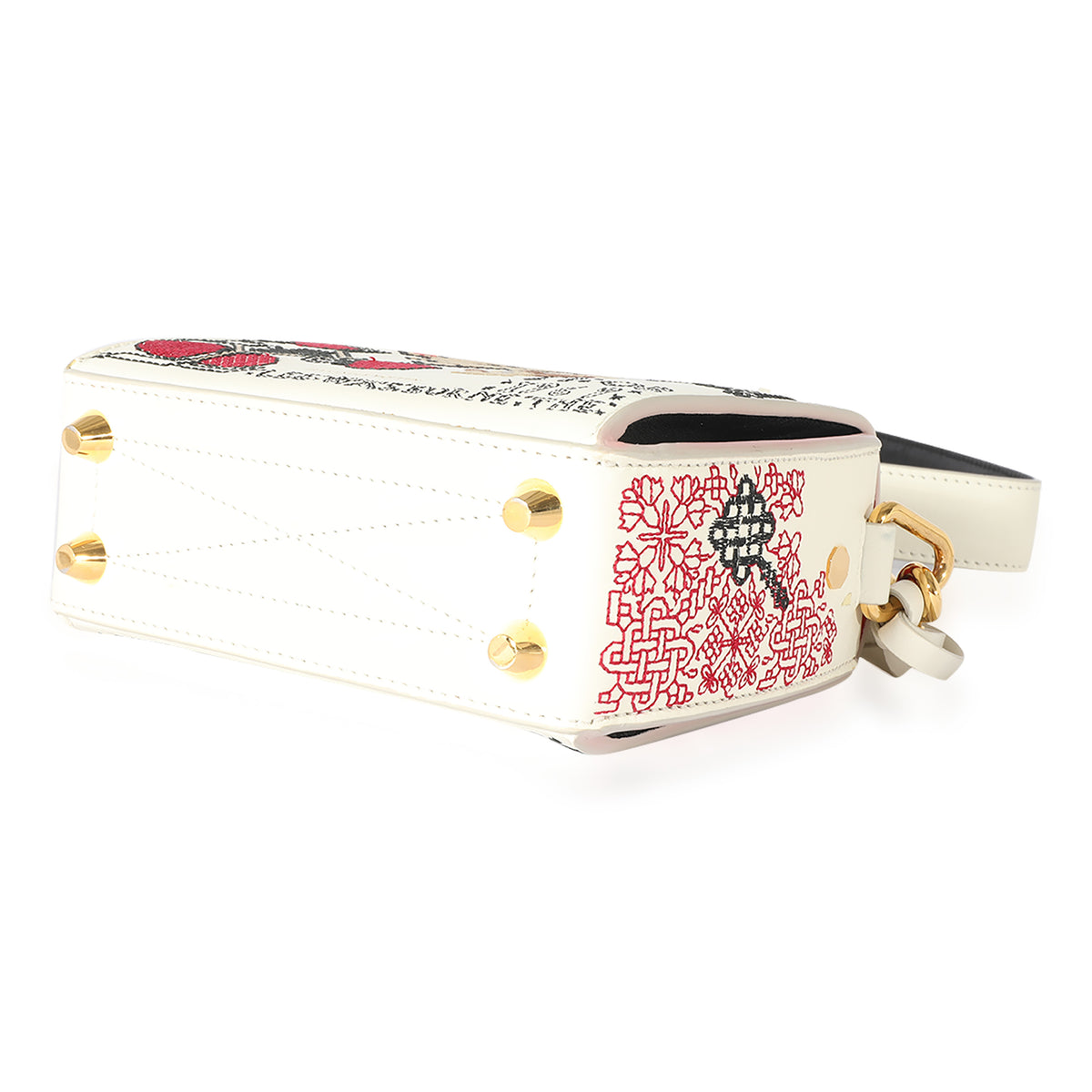 Alexander McQueen White & Multicolor Leather Embroidered Box 16