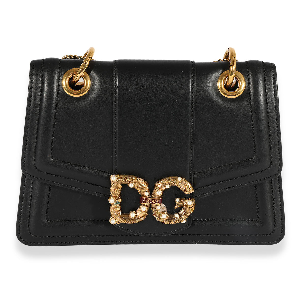 Dolce & Gabbana Black Leather Small DG Amore