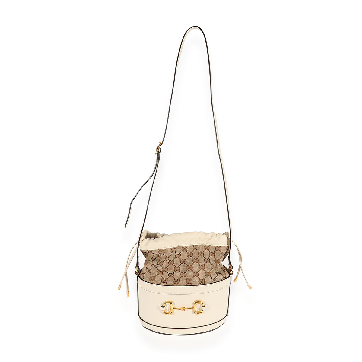 Gucci White Leather & GG Canvas 1955 Horsebit Bag, myGemma, SG