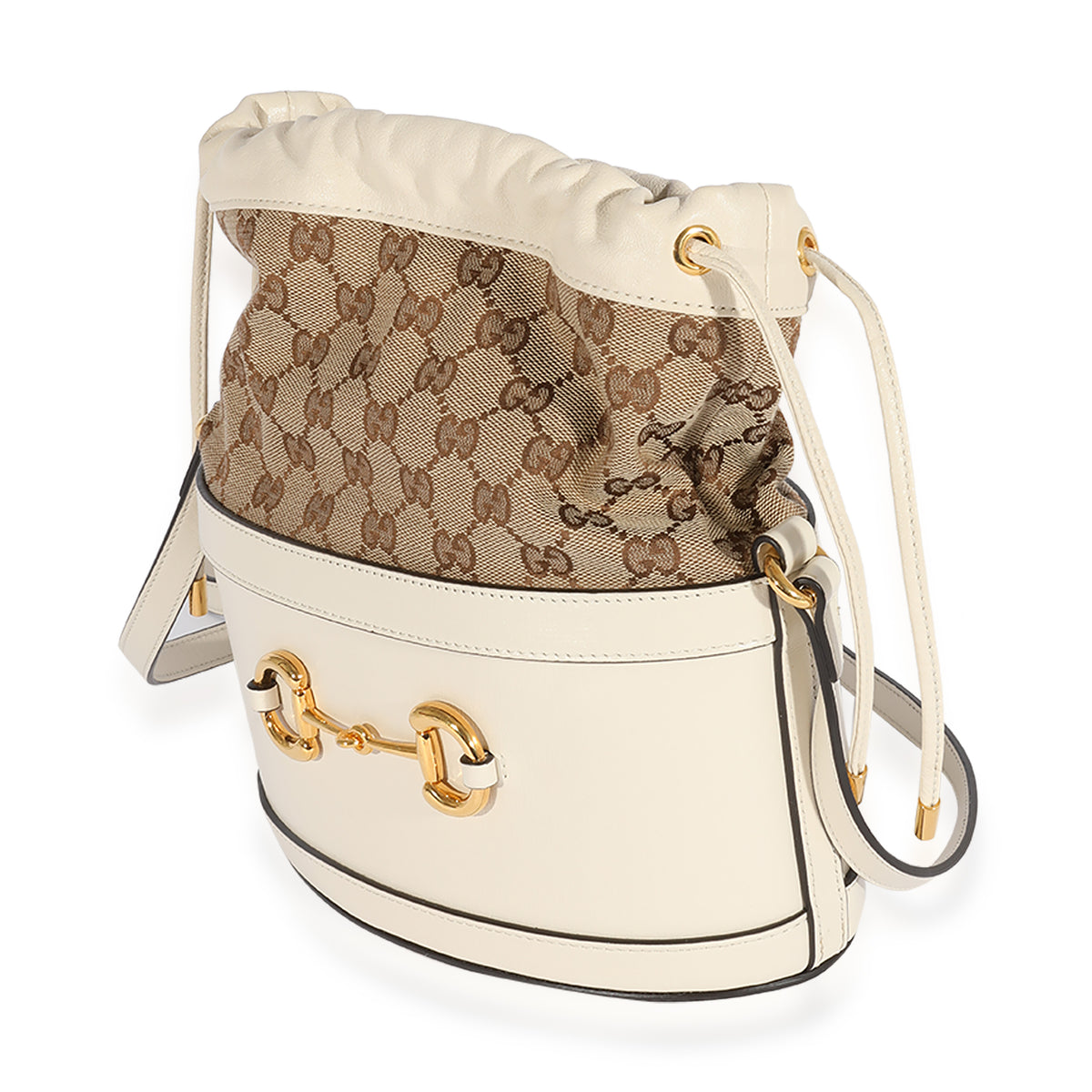 Gucci White Leather & GG Canvas 1955 Horsebit Bag, myGemma, SG