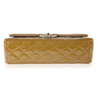 Chanel Tan Quilted Patent Leather Maxi Double Flap