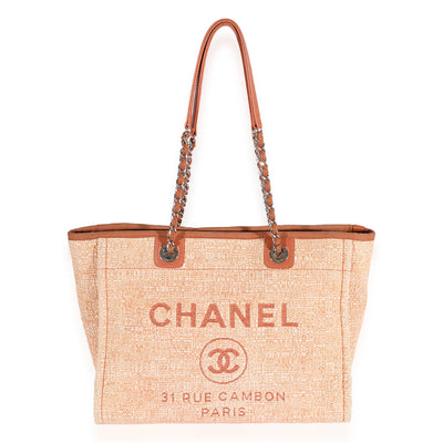 Chanel Orange Tweed Small Deauville Tote