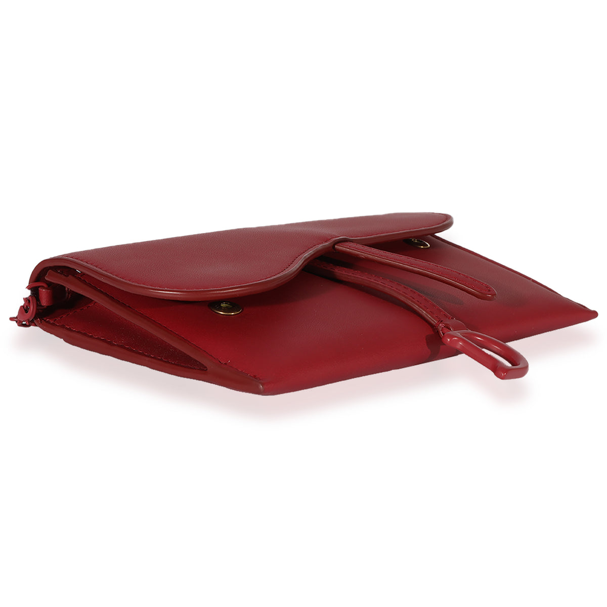 Christian Dior Red Ultramatte Calfskin Saddle Long Chain Wallet