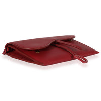 Christian Dior Red Ultramatte Calfskin Saddle Long Chain Wallet