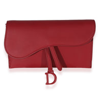 Christian Dior Red Ultramatte Calfskin Saddle Long Chain Wallet