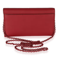 Christian Dior Red Ultramatte Calfskin Saddle Long Chain Wallet