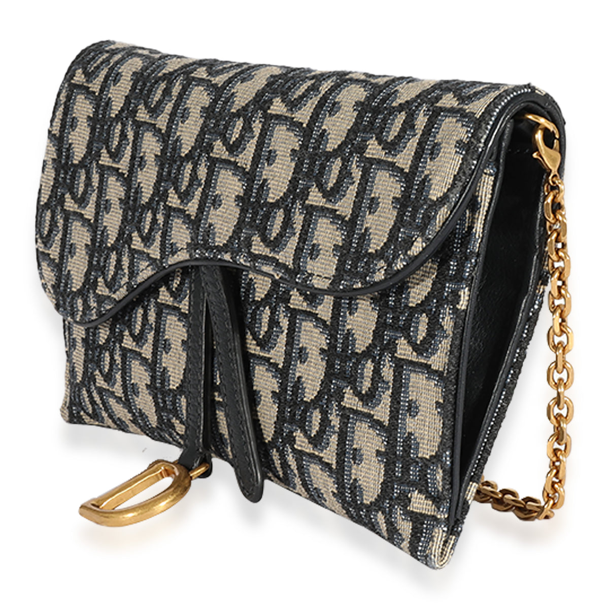 Dior Blue Oblique Jacquard Saddle Wallet on Chain myGemma FR