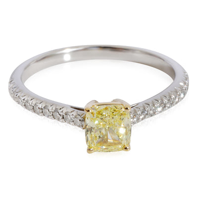 Tiffany Novo Fancy Yellow Diamond Engagement in 18k Gold/Platinum 0.92 CTW