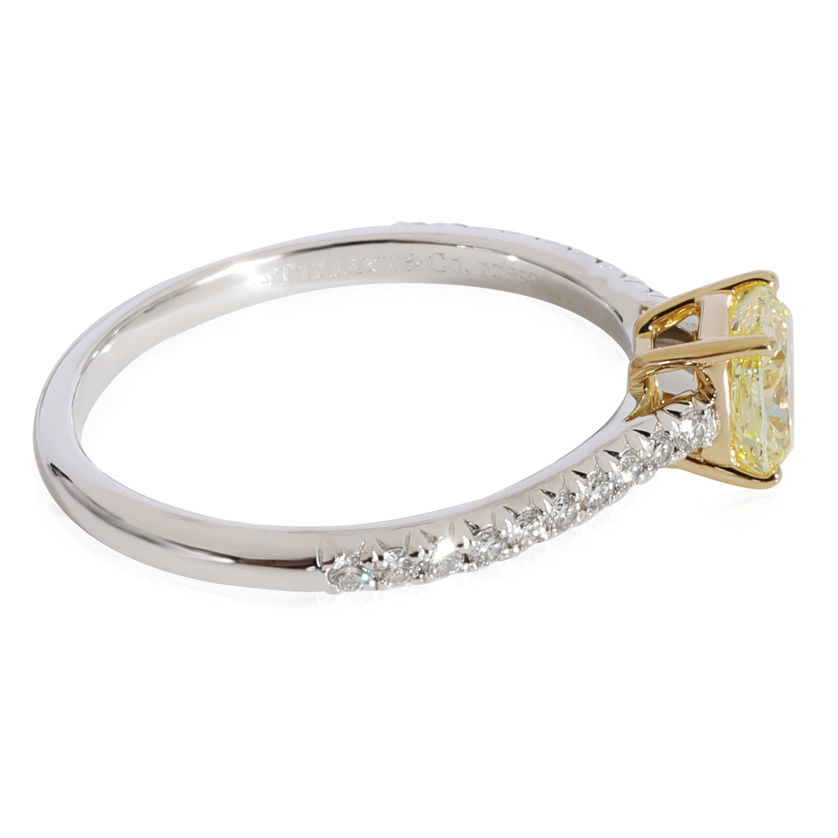 Tiffany Novo Fancy Yellow Diamond Engagement in 18k Gold/Platinum 0.92 CTW