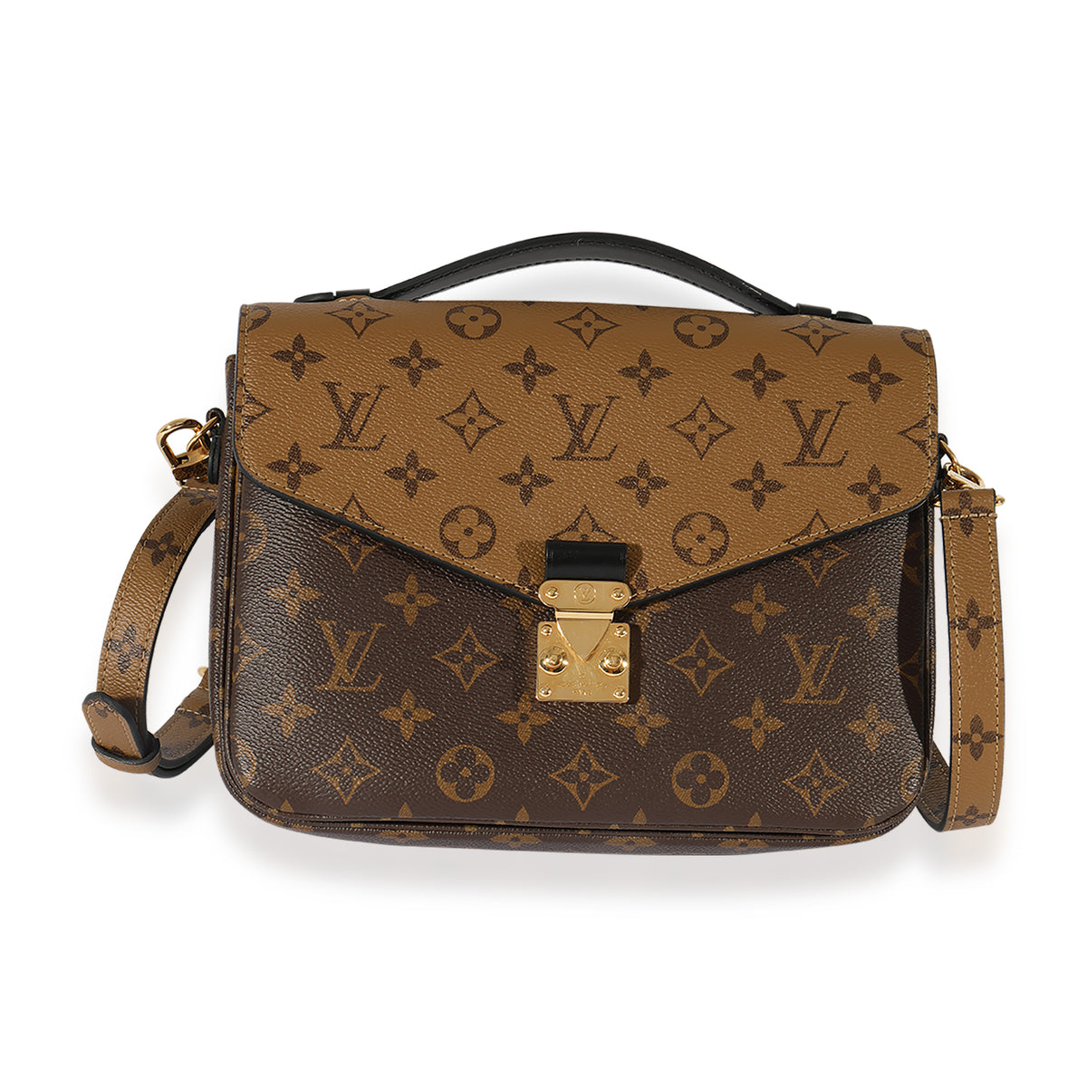 Louis Vuitton Pochette Metis Shoulder Bag Brown Leather Monogram Reverse  Coated