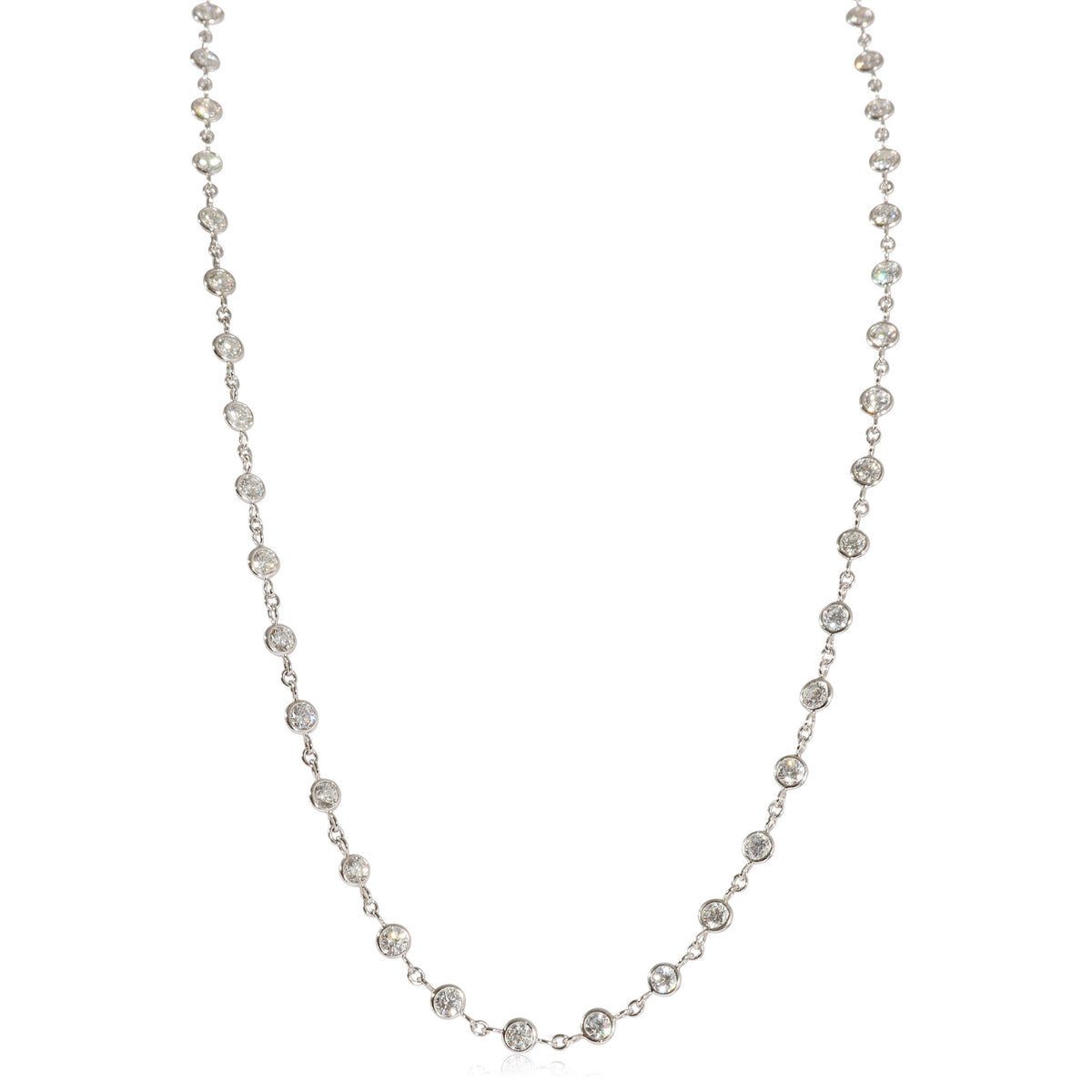 Steven B Fox Bezel Set Diamond Station Necklace in 950 Platinum 3.15 CTW