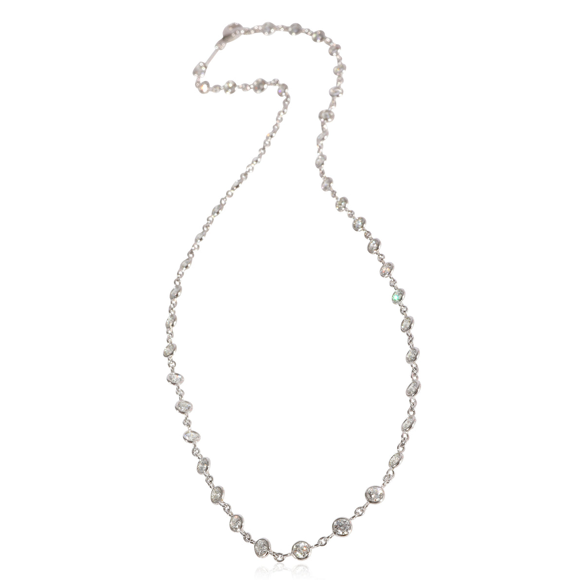 Steven B Fox Bezel Set Diamond Station Necklace in 950 Platinum 3.15 CTW