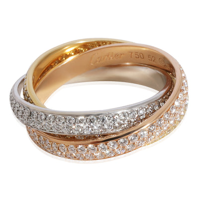 Cartier Trinity Diamond Band in 18K 3 Tone Gold 1.35 CTW