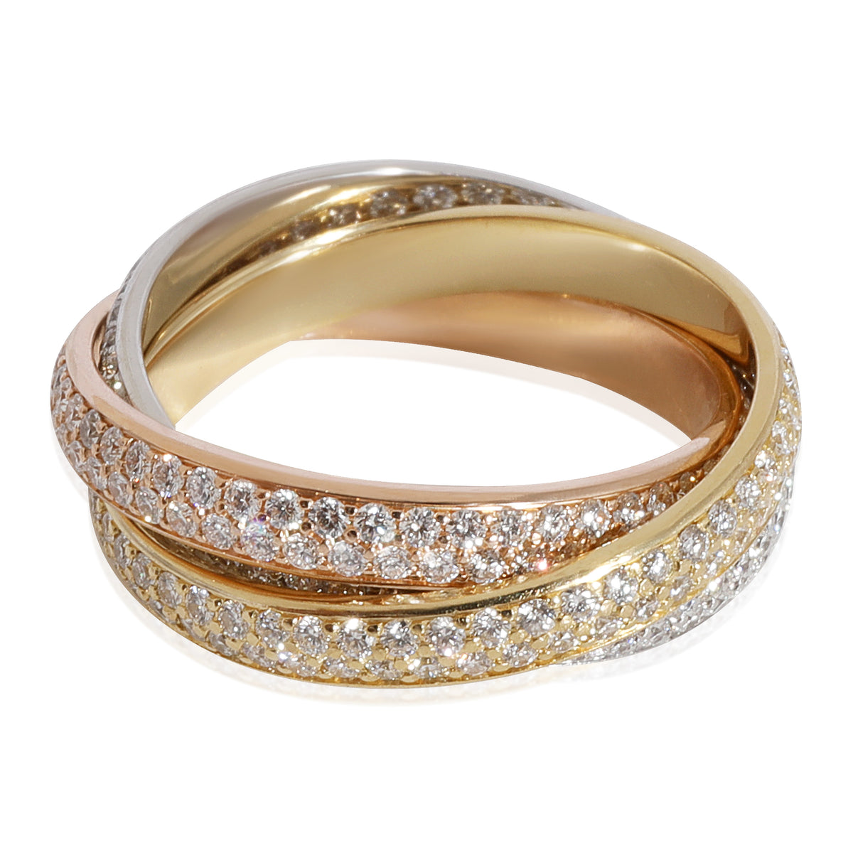 Cartier Trinity Diamond Band in 18K 3 Tone Gold 1.35 CTW