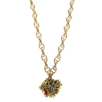 Gucci Gold Tone Rajah Roaring Tiger Pendant Necklace