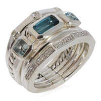 David Yurman Stax Blue Topaz Ring in Sterling Silver 0.16 CTW