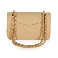 Chanel Vintage Beige Quilted Lambskin Small Classic Double Flap Bag