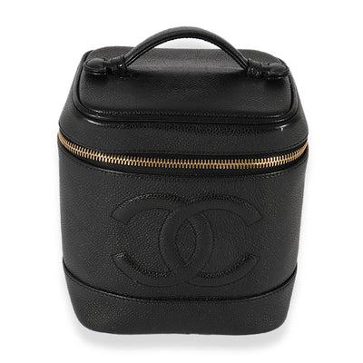 Chanel Vintage Black Caviar CC Vanity Case