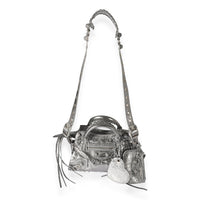 Balenciaga Silver Metallic Calfskin Neo Rhinestone Cagole XS