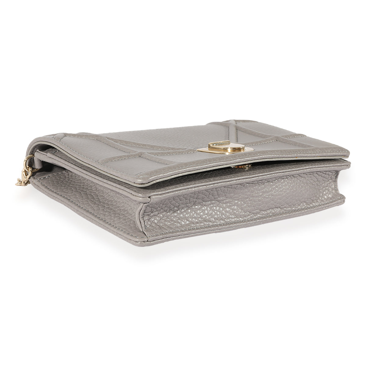 Dior Grey Pebbled Leather Diorama Chain Wallet