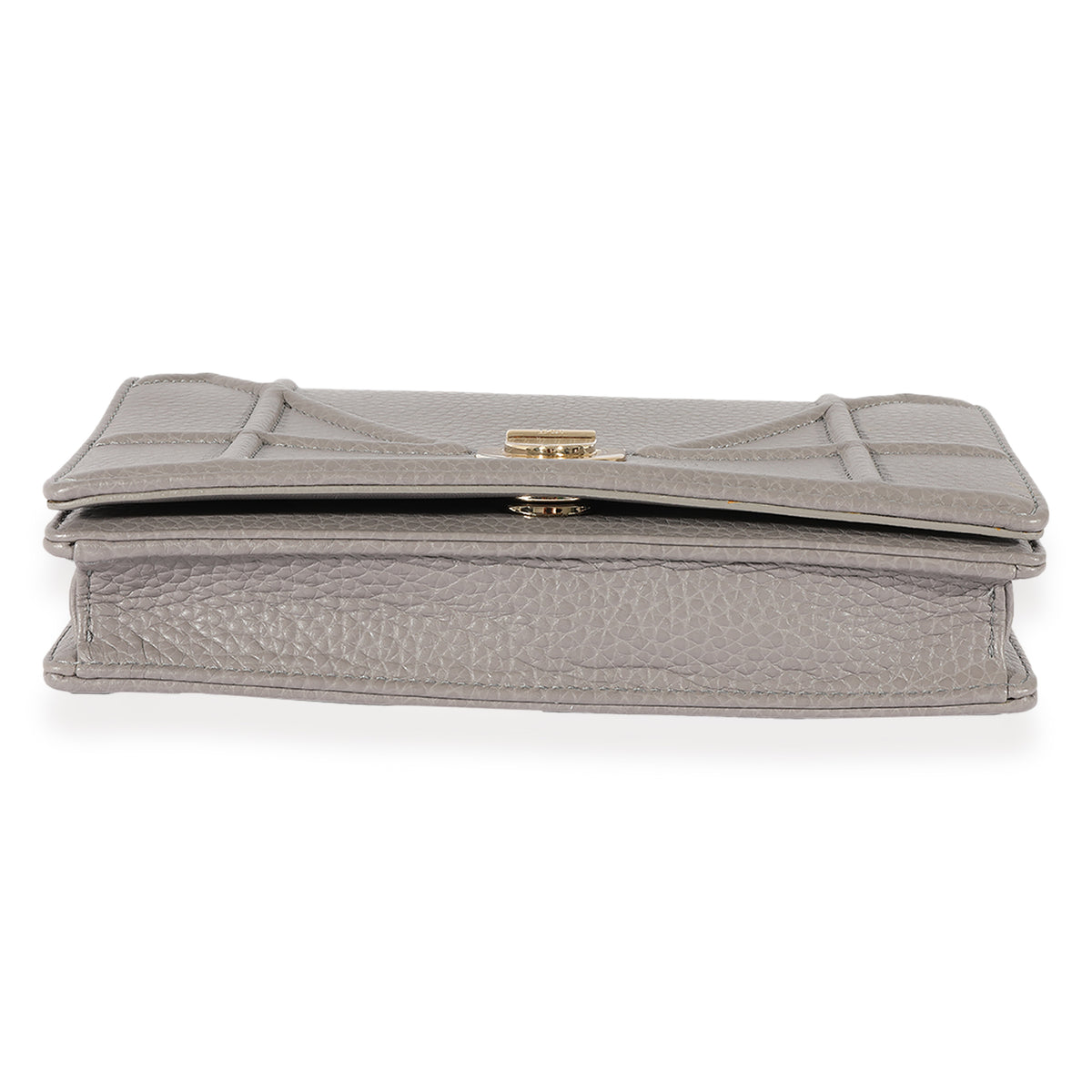 Dior Grey Pebbled Leather Diorama Chain Wallet