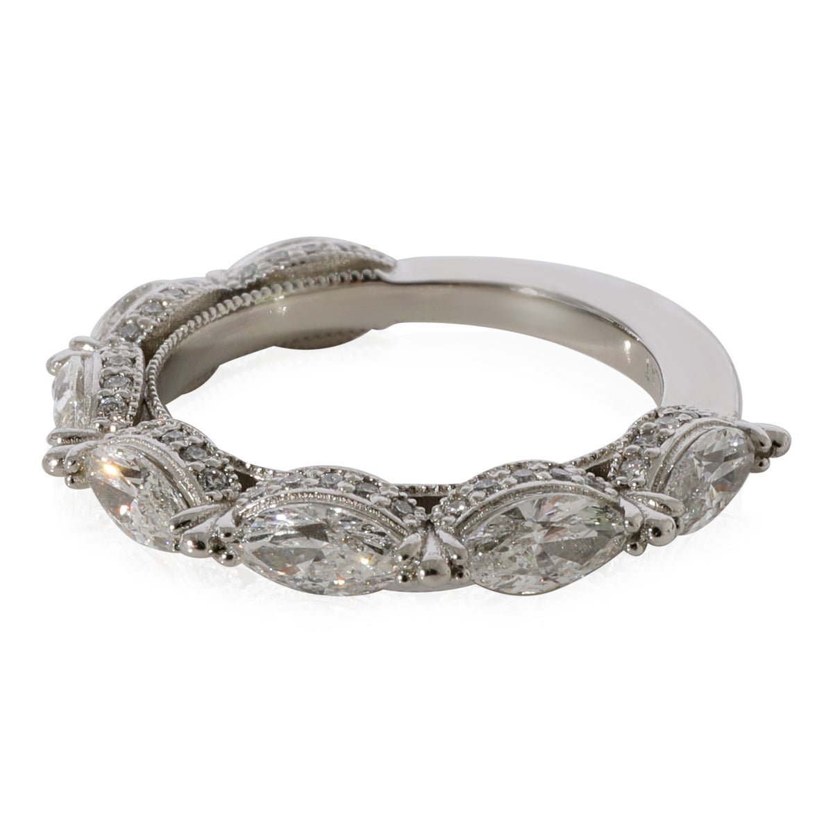 Marquise & Round Diamond Band in 950 Platinum G-H VS1-VS2 1.75 CTW