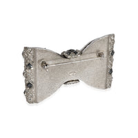 Chanel 2015 Strass Silver Tone Bow Brooch