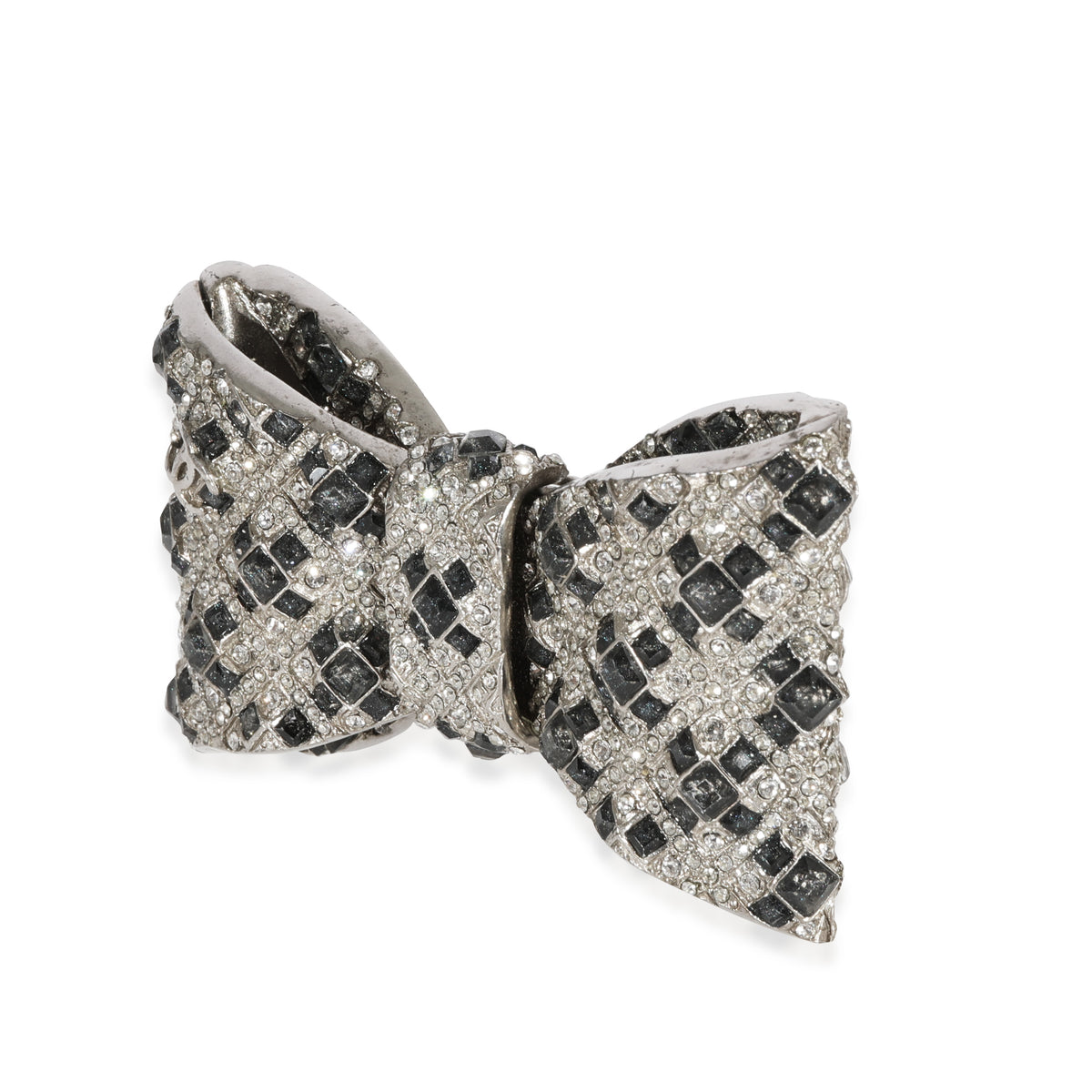 Chanel 2015 Strass Silver Tone Bow Brooch