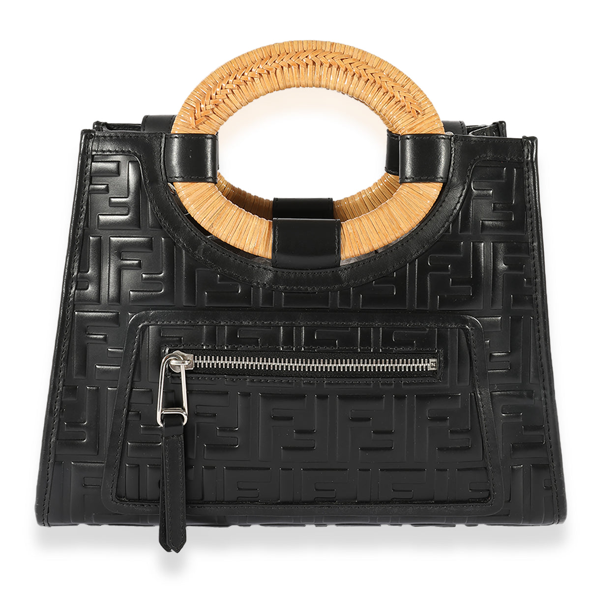 Black Fendi Leather Small FF Runway 1974 Tote