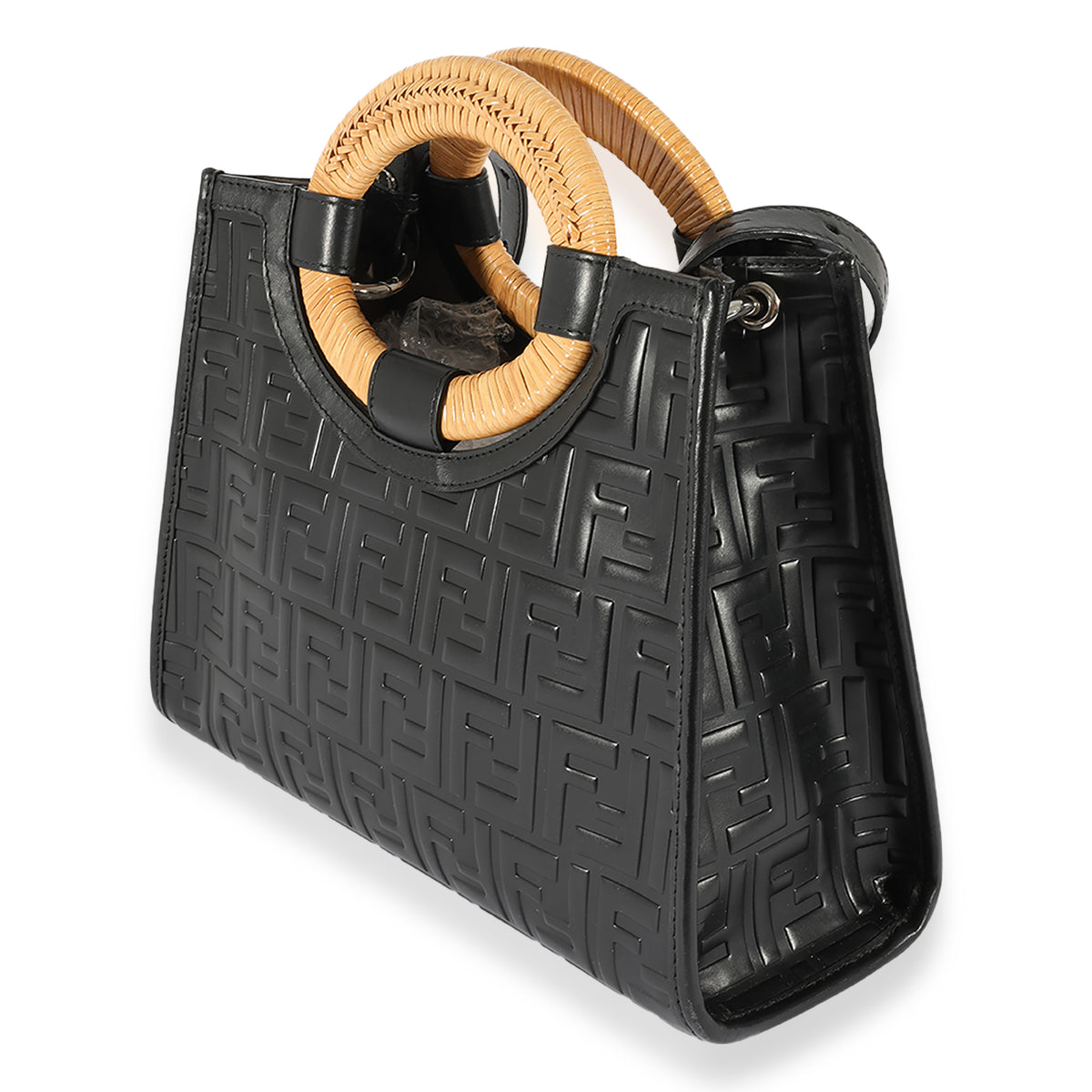 FENDI: By The Way Mini bag in raffia with all-over embroidered FF