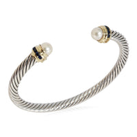 David Yurman Cable Classic Pearl Sapphire Bracelet in 14k Yellow Gold/SS