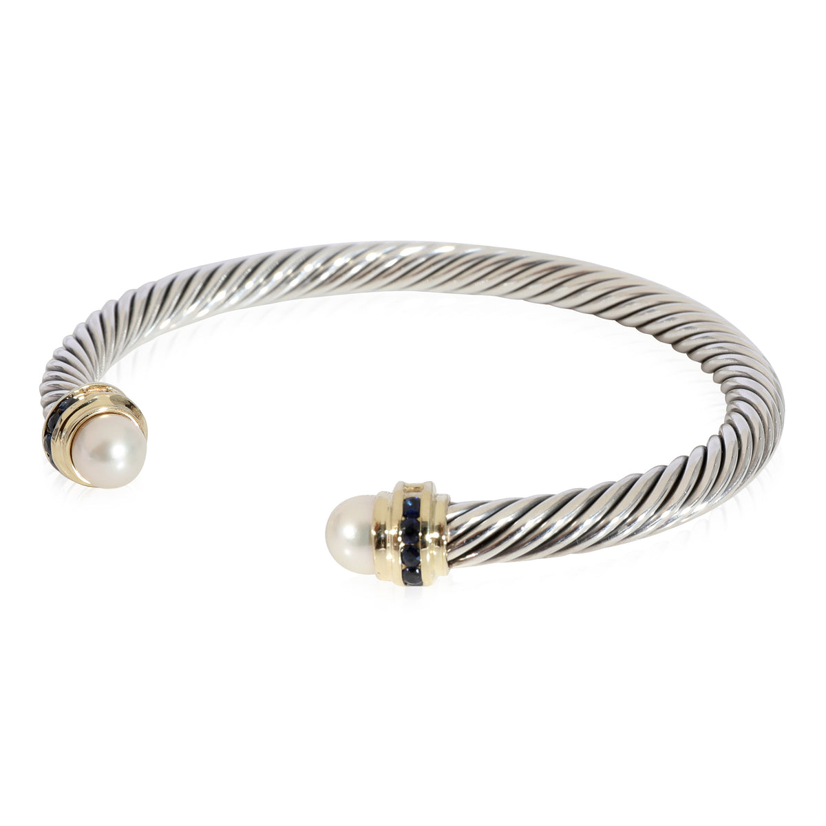 David Yurman Cable Classic Pearl Sapphire Bracelet in 14k Yellow Gold/SS