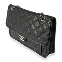 Chanel Black Quilted Caviar Large French Riviera Flap Bag