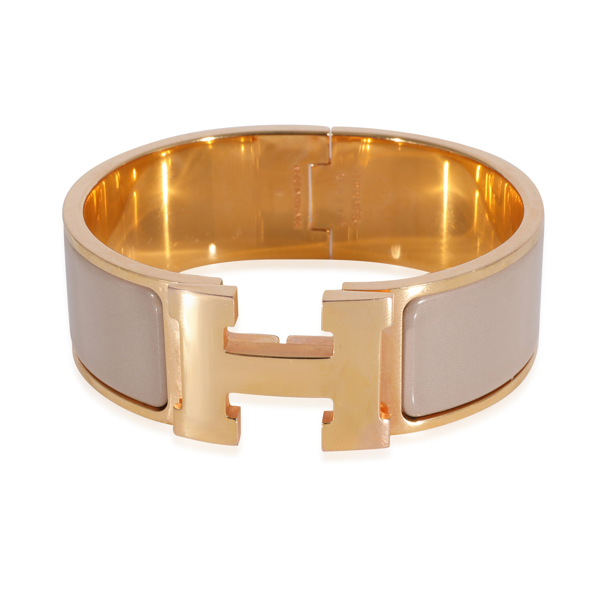 Hermès Gold Plated Clic Clac H Marron Glacé Bracelet | myGemma | Item ...