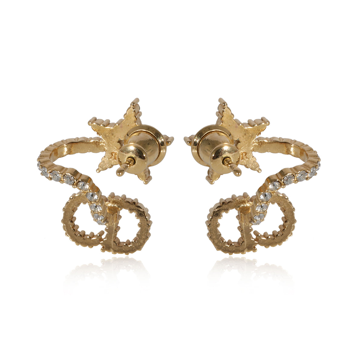 Clair D Lune Gold Tone Dior Earrings With Crystals