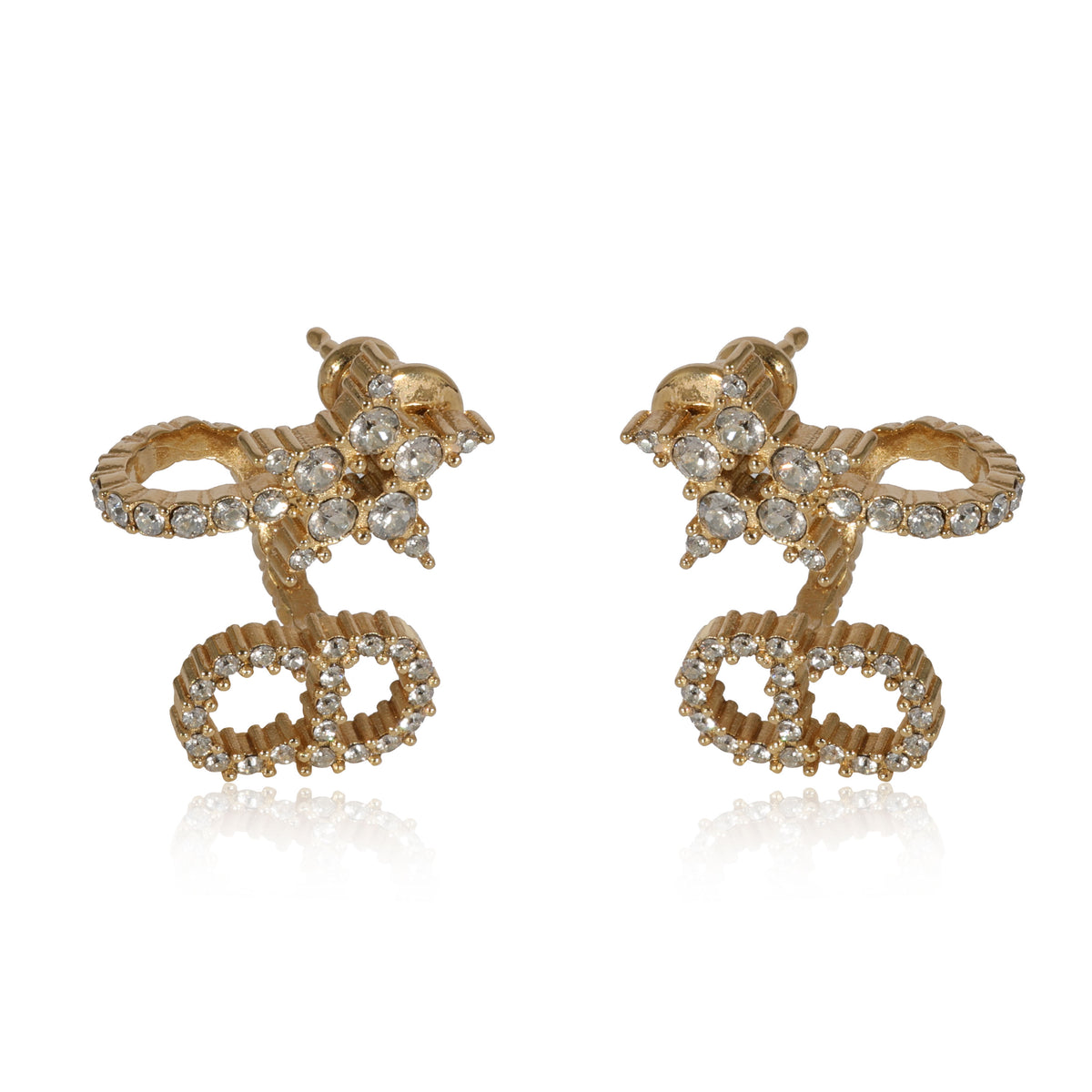 Clair D Lune Gold Tone Dior Earrings With Crystals