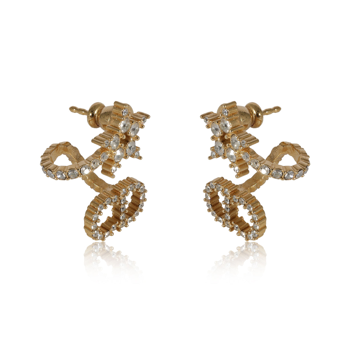 Clair D Lune Gold Tone Dior Earrings With Crystals