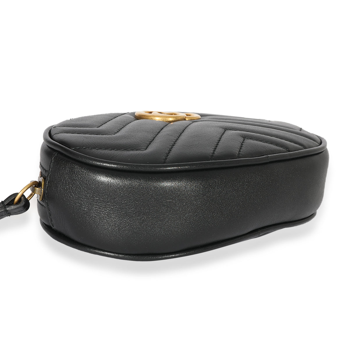 Gucci Black Matelassé Calfskin GG Marmont Belt Bag 65/26