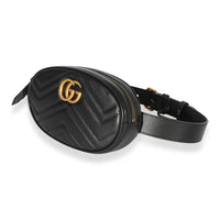 Gucci Black Matelassé Calfskin GG Marmont Belt Bag 65/26