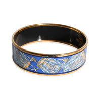 Hermès Plated Cobalt Blue Les Tambours Enamel Bracelet (62mm)