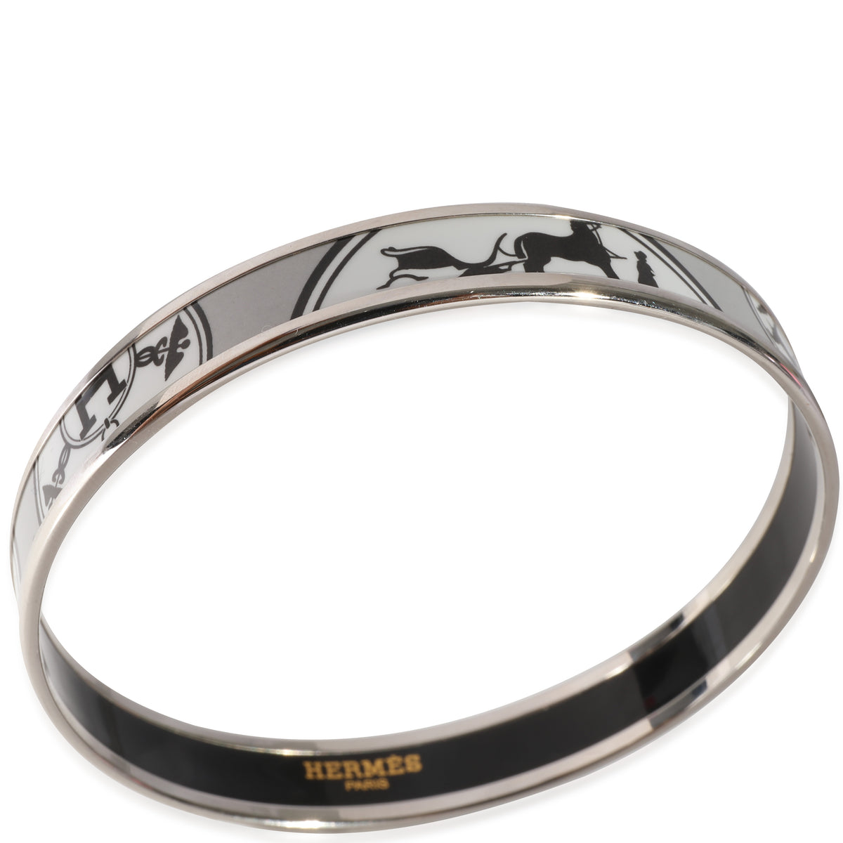 Hermes Plated Enamel Bracelet With Horse Design (67mm)